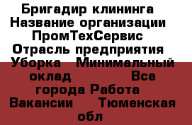 Бригадир клининга › Название организации ­ ПромТехСервис › Отрасль предприятия ­ Уборка › Минимальный оклад ­ 30 000 - Все города Работа » Вакансии   . Тюменская обл.